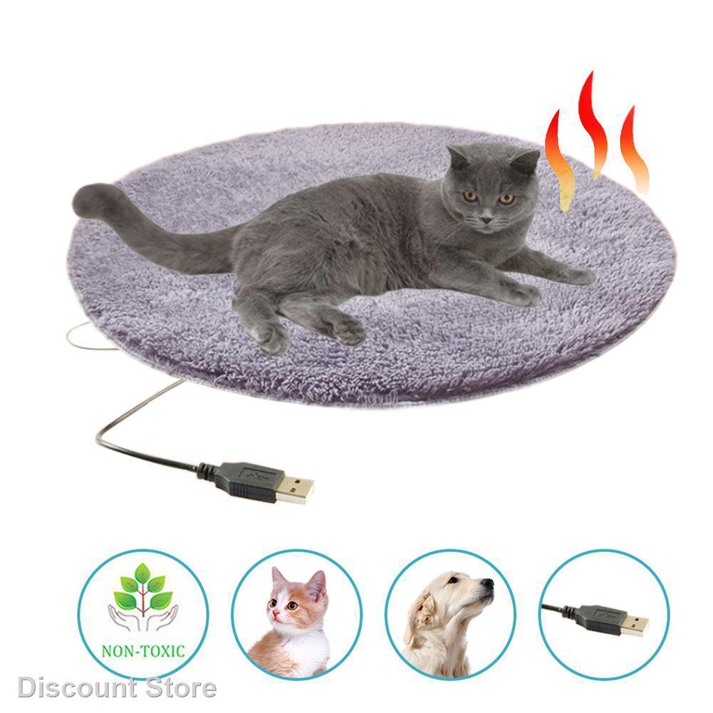 ﹊Winter Pet Electric Heating Pad Blanket Dog Cat Electric Heating Bed Plush Mat USB Charging Sleepi