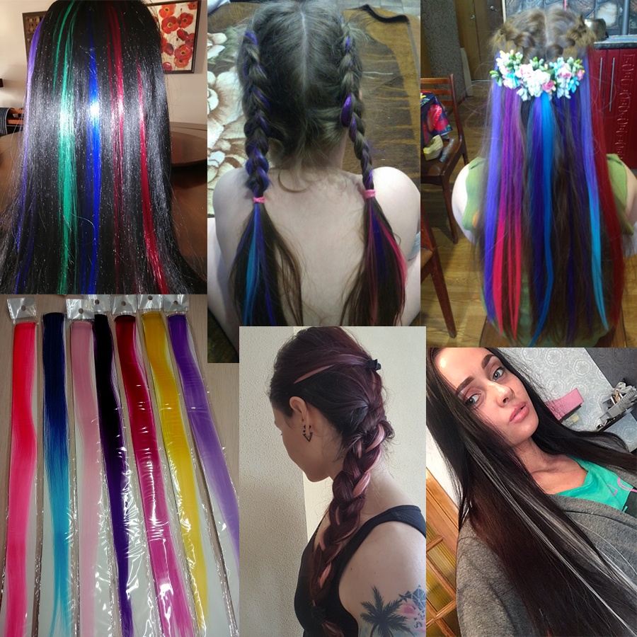 87Color Synthetic Ombre Pink Hairpiece Clip On Hair Extension Clip In Hair Clips Colored Strands For #6