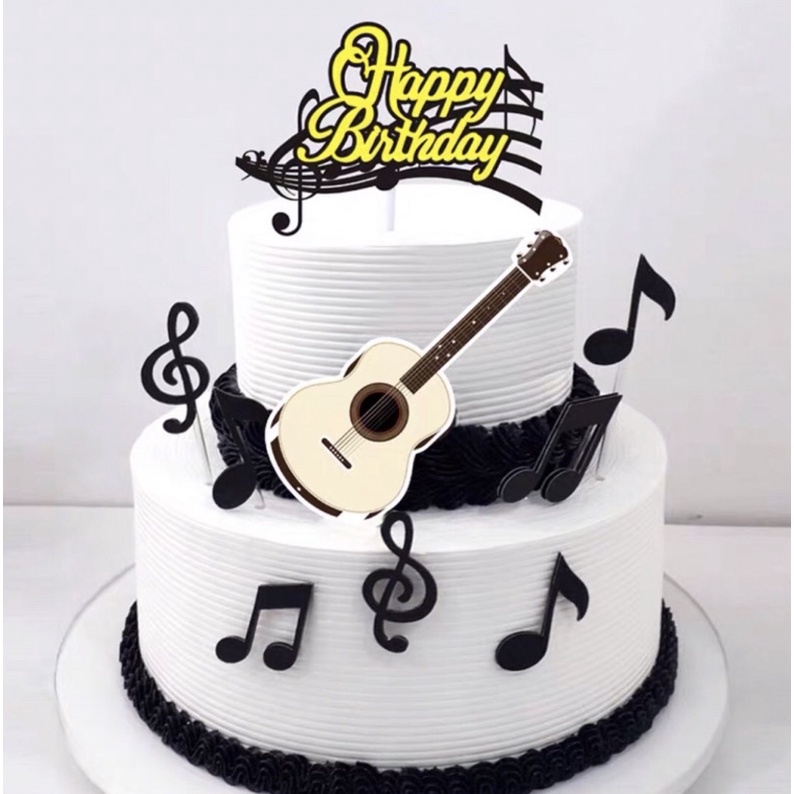 happy birthday musical notes guitar Cardstock topper | Shopee Philippines