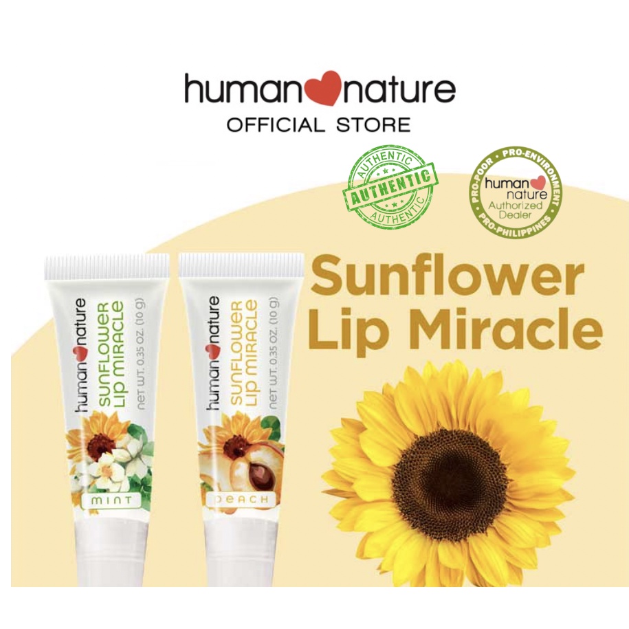 Human Nature Sunflower Lip Miracle 100 Natural with VItamin E Hydrates Dry, Chapped Lips