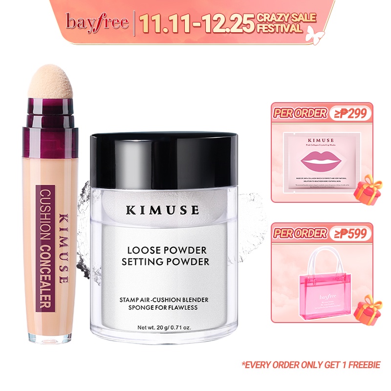 KIMUSE Oil Control Mushroom Head Stamp Loose Powder Setting + 4 Color Natural Coverage Cushion