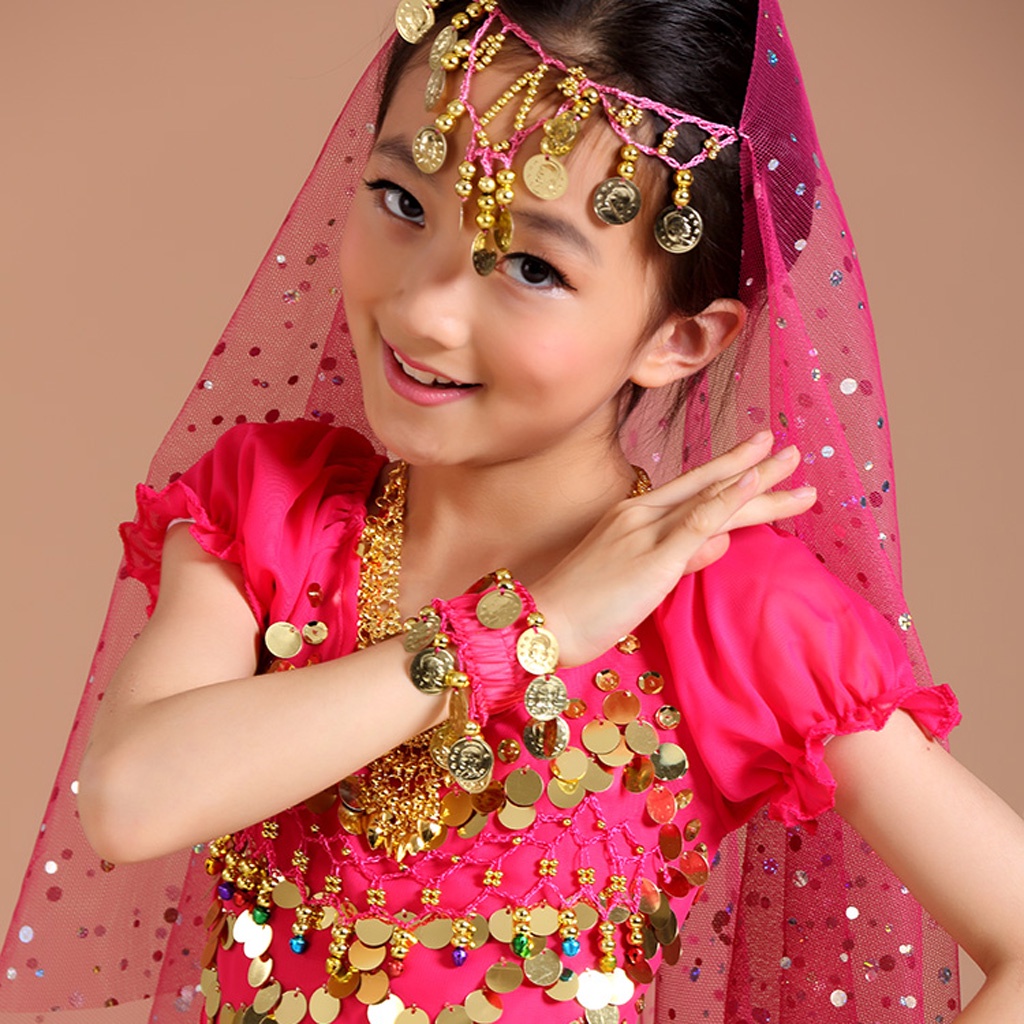 Kids Belly Dance Costume Coin Tassel Girls Egyptian Bollywood Dance