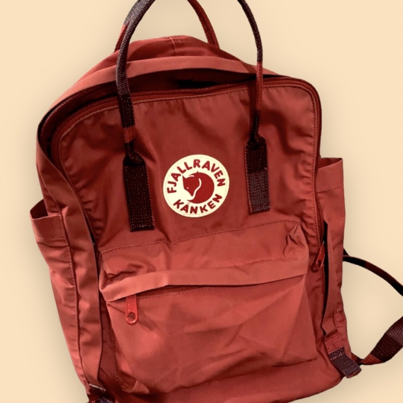 Original Authentic Fjallraven Kanken Maroon Rust Pattern Design