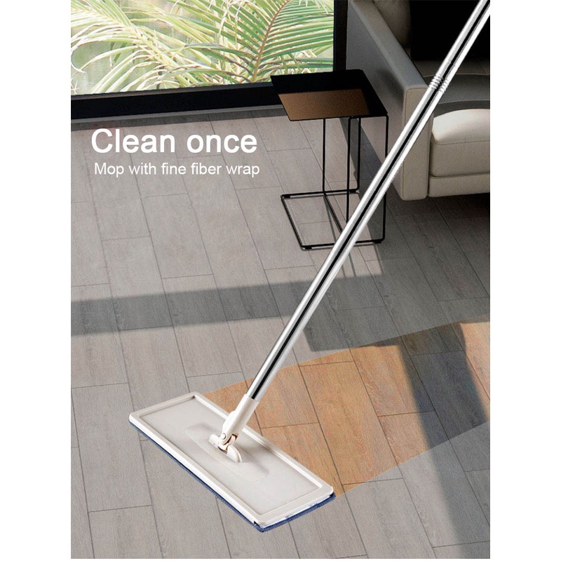 Floor cleaning flat mop with bucket microfiber pad mop squeegee hand free self cleaning mop