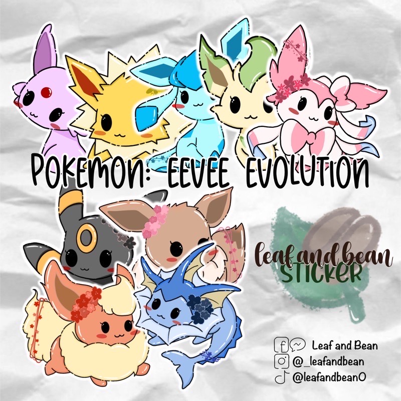 leaf and bean || pokemon eevee ft. evolutions BUNDLE sticker ...