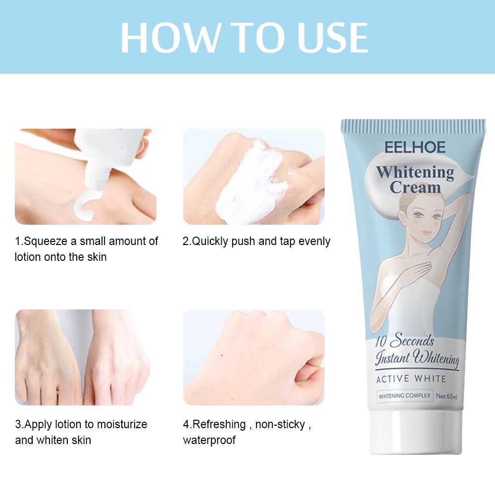 60ml Instant Whitening Cream Underarm Armpit Whitening Cream Legs Knees Private Parts Body Whitening