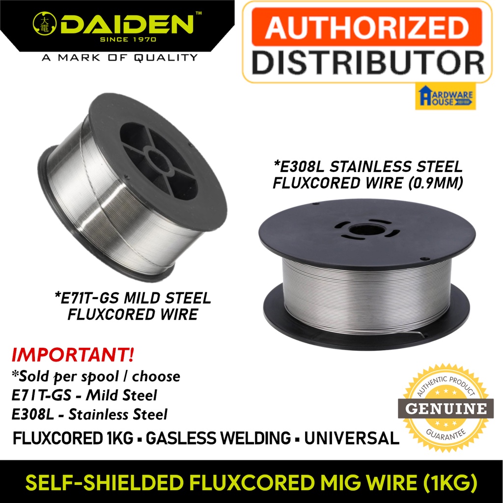 ORIGINAL DAIDEN Gasless Flux Cored Stainless OR Mild Steel Wire 1KG ...