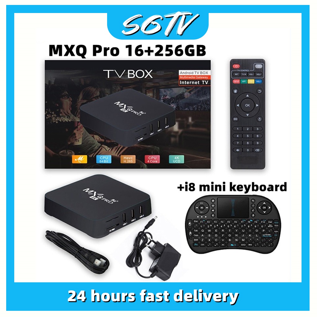 MXQ 4G 16+256GB+i8 Mini keyboard Android 4K Ultra HD Smart TV Box