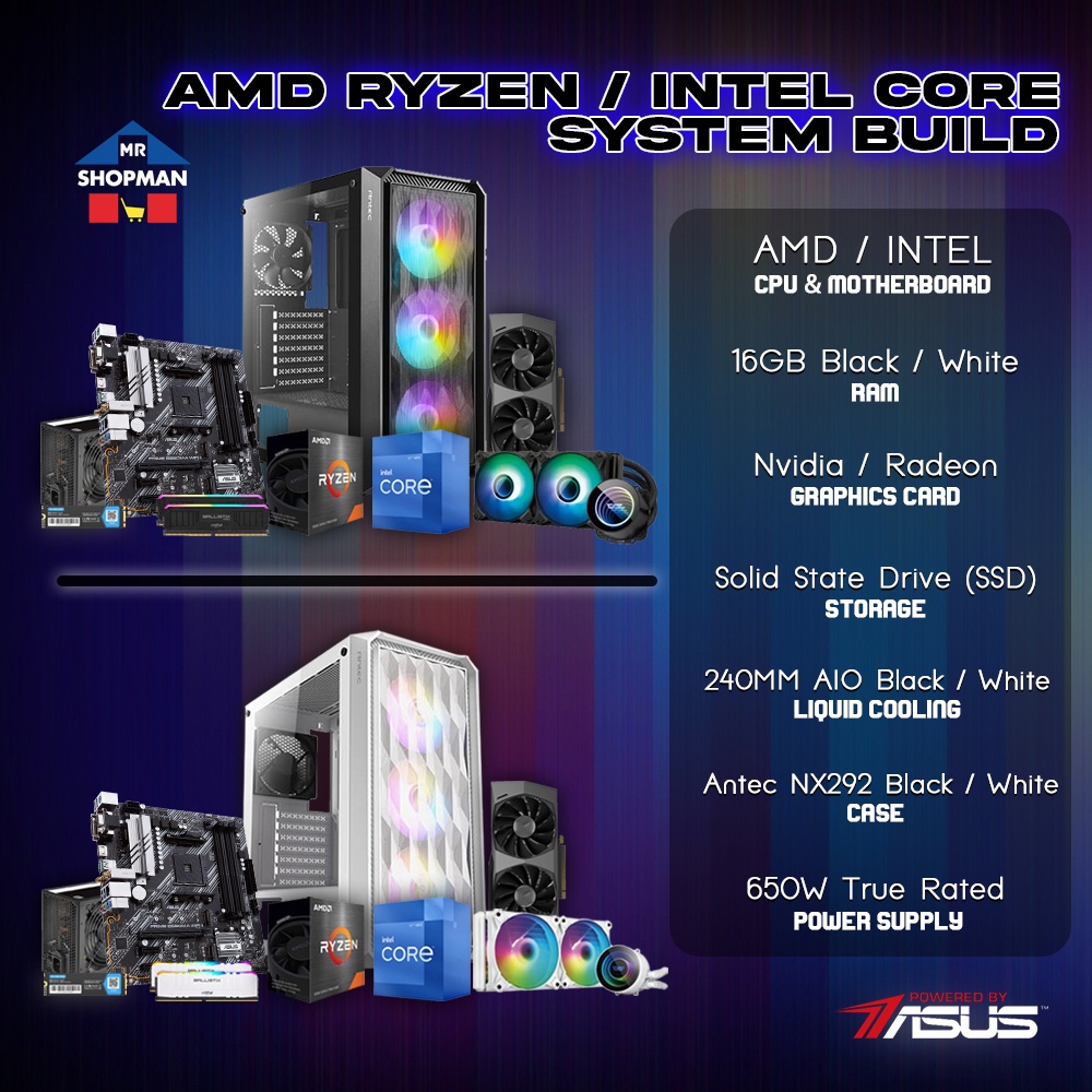 AMD Ryzen 5 5600 / Intel Core i5 12400F Black / White System Build ...
