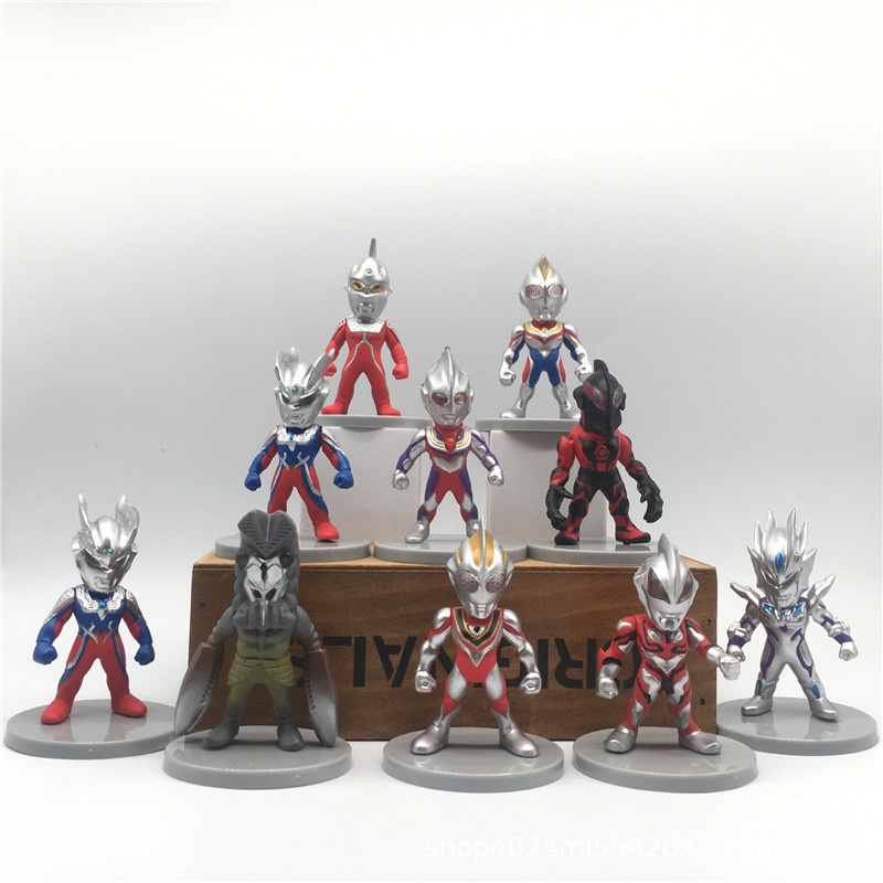10pcs/lot 5CM Anime Ultraman Figure Toys Jack Tiga Seven Orb Geed Belial Anime Model Toys Gifts