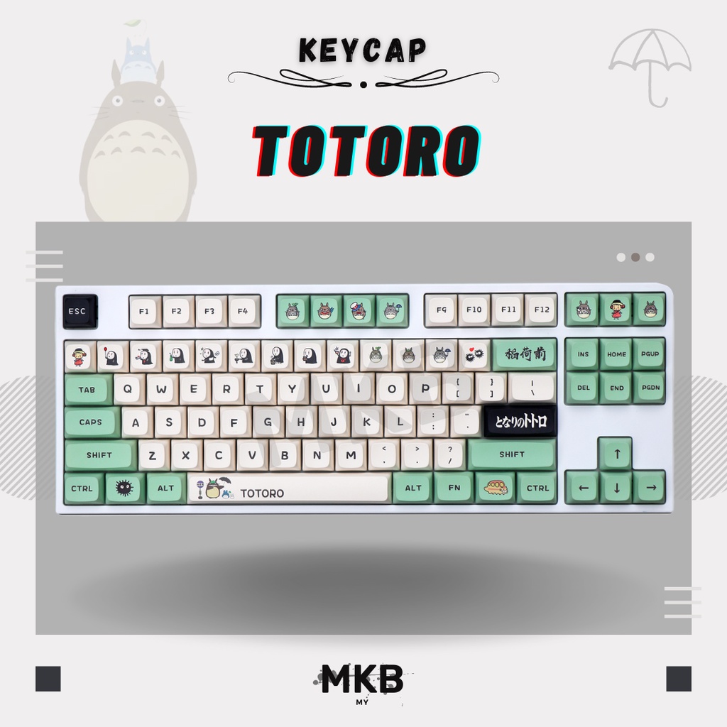 Totoro Anime PBT XDA Profile Keycap Set for Mechanical Keyboard