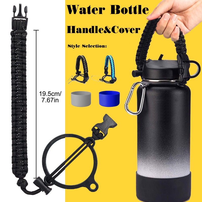 Water Bottle Cover &Handle Silicone Boot NonSlip and Bottle Paracord