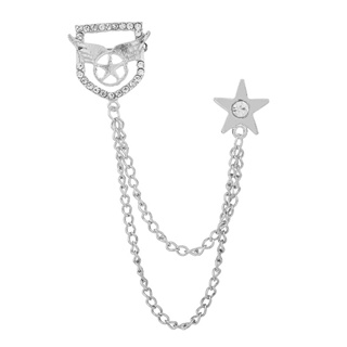 【NF】Men's Brooch Temperament Diamond Five Pointed Star Brooch Men's Tassel Chain Suit Brooch Fashion Pin Badge #6