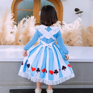  2pcs Fancy Girls Princess Alice Lolita Dress Kids Birthday Party Spanish Palace Retro Maid Costume  #2