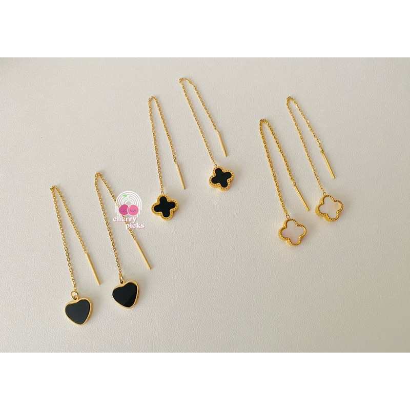 Stainless Steel Dangling VCA and Heart Earrings Female Shopee Philippines