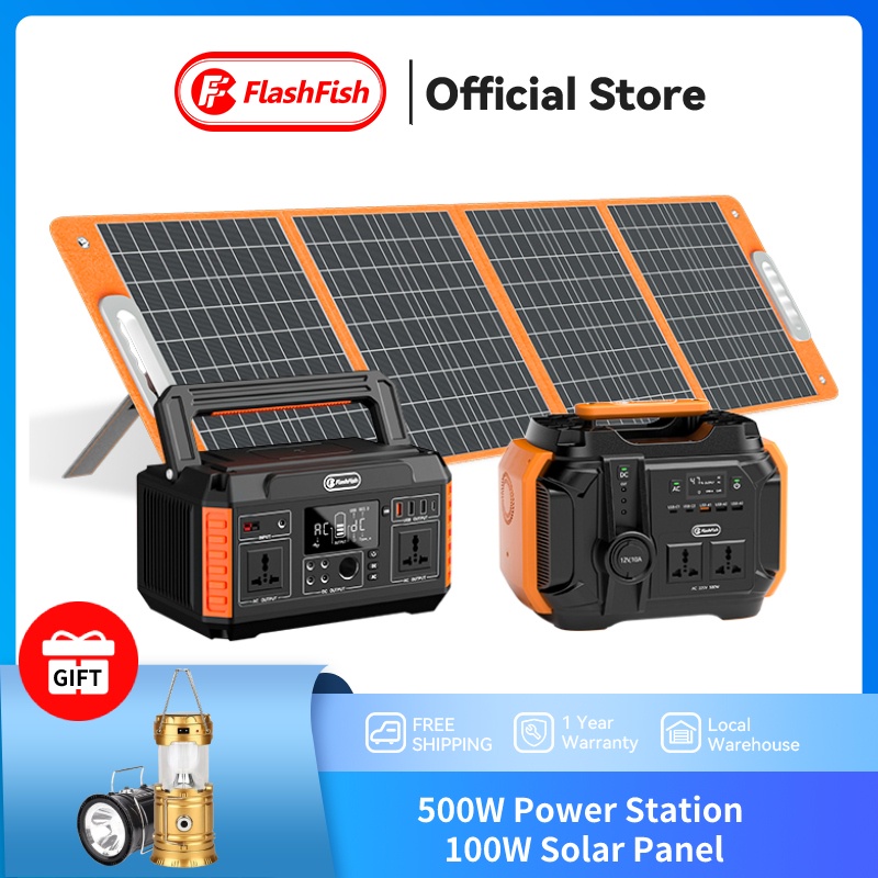 FlashFish 500W 560W Portable Solar Generator Power Station Solar Panel