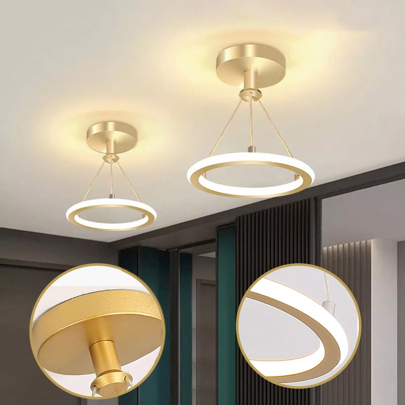 Chandelier Modern Round Ring Gold Round LED Indoor Lighting Room Dining Hall Aisle LED Ceiling Light