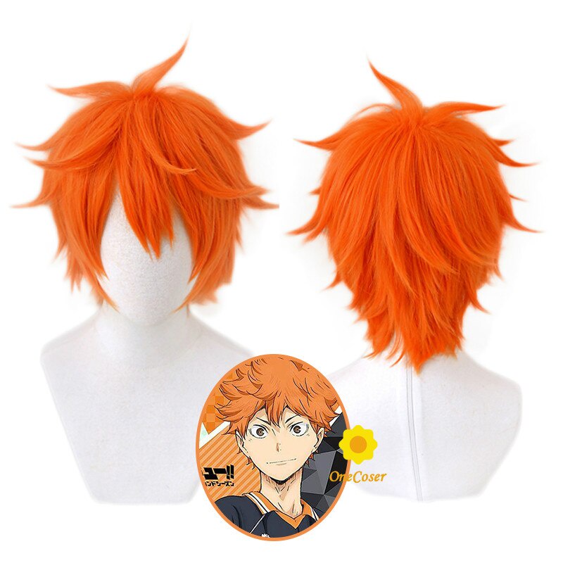 Anime Haikyuu Hinata Shoyo Cosplay Short Orange Wig Haikyu Heat Resistant Fiber Hair With Wig