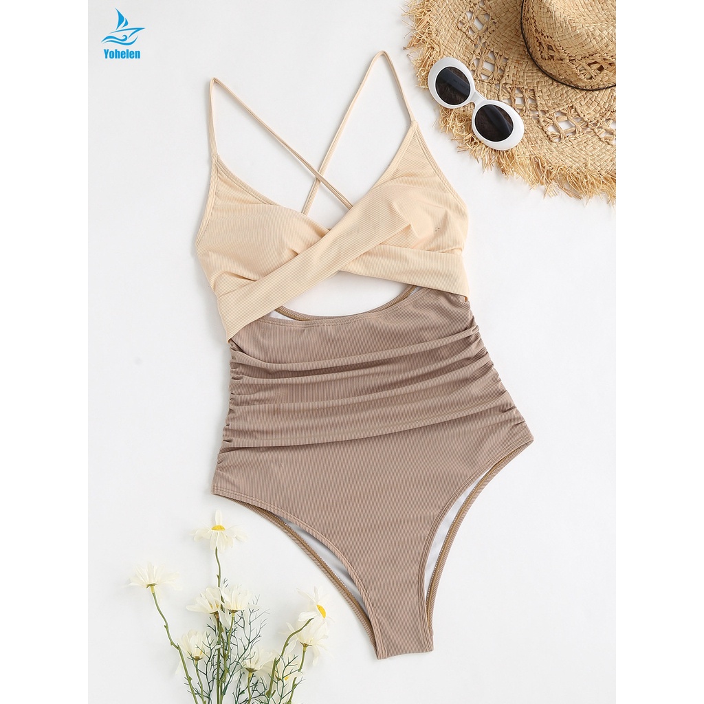 Europe and America New Popular Swimsuit Sexy Slim Contrast Women's One