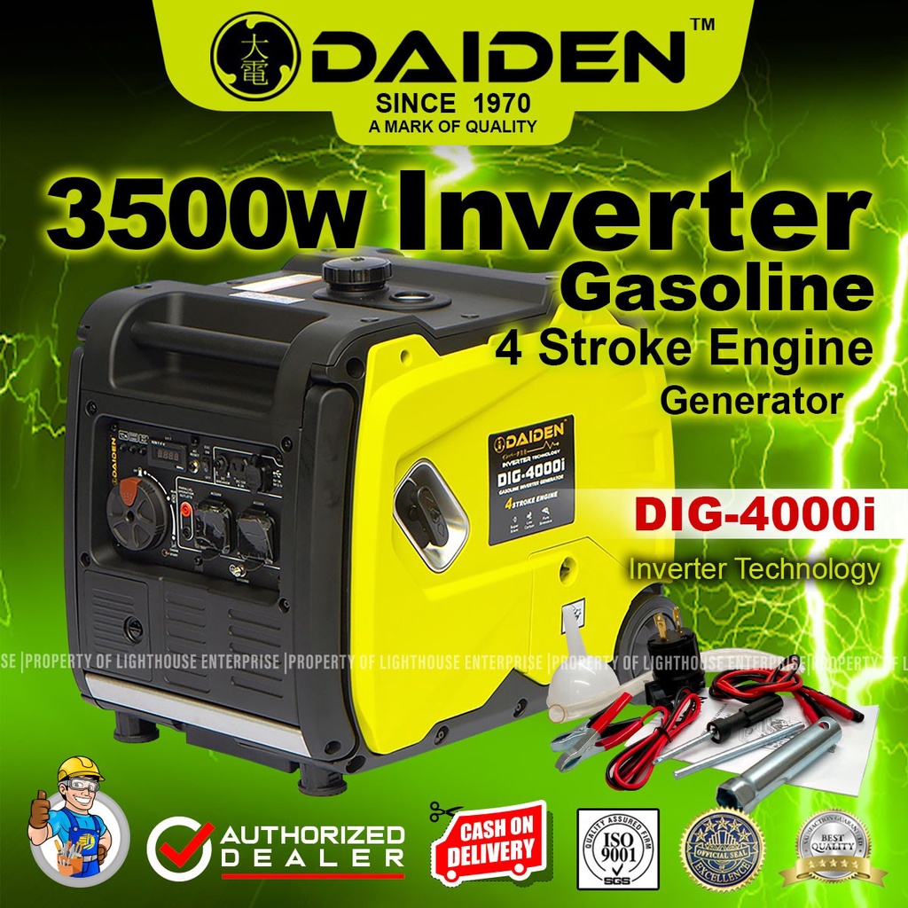 DAIDEN Japan 3500W 4Stroke Silent Type Portable Gasoline Inverter Generator (DIG4000i