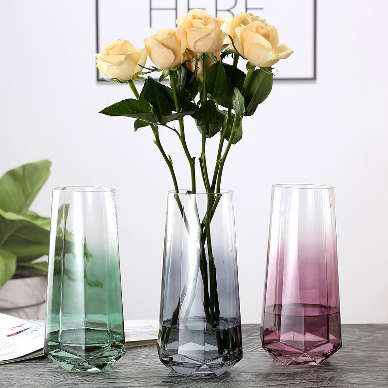 Light luxury Phnom Penh Stained Glass Vase Transparent Lily Rose Flower Arrangement Hydroponic Nordi