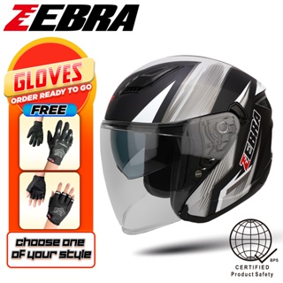 ZEBRA Motorcycle Helmet Half Face Dual Visor Motor Helmets H320 #15