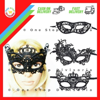 [Free Size] Adjustable | Unisex Black White Lace Masquerade Party Halloween Mask for Kids Adults #1
