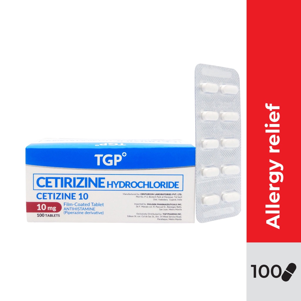 CETIZINE TGP Cetirizine 1 BOX (100 10mg capsules) antihistamine for