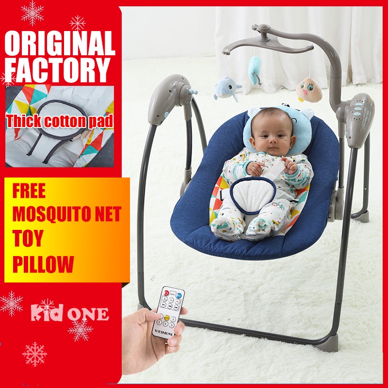 KIDONE Baby Swing Rocker Cradle Electric Rocking Chair Chairs Infant Toddler Crib Auto Mosquito