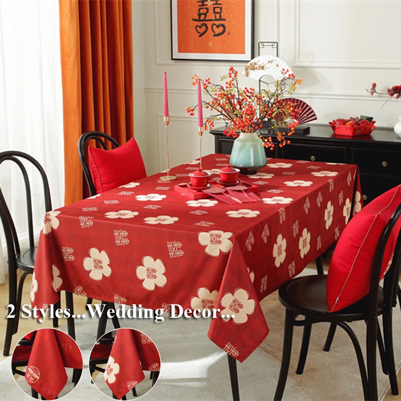 Chinese Wedding Red Tablecloths Happy New Year Table Cover for Kitchen