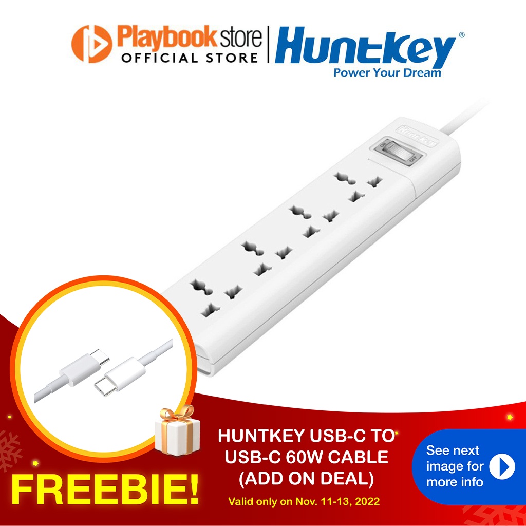 Huntkey SZM401 4 Sockets Power Strip Universal Outlets | Shopee Philippines