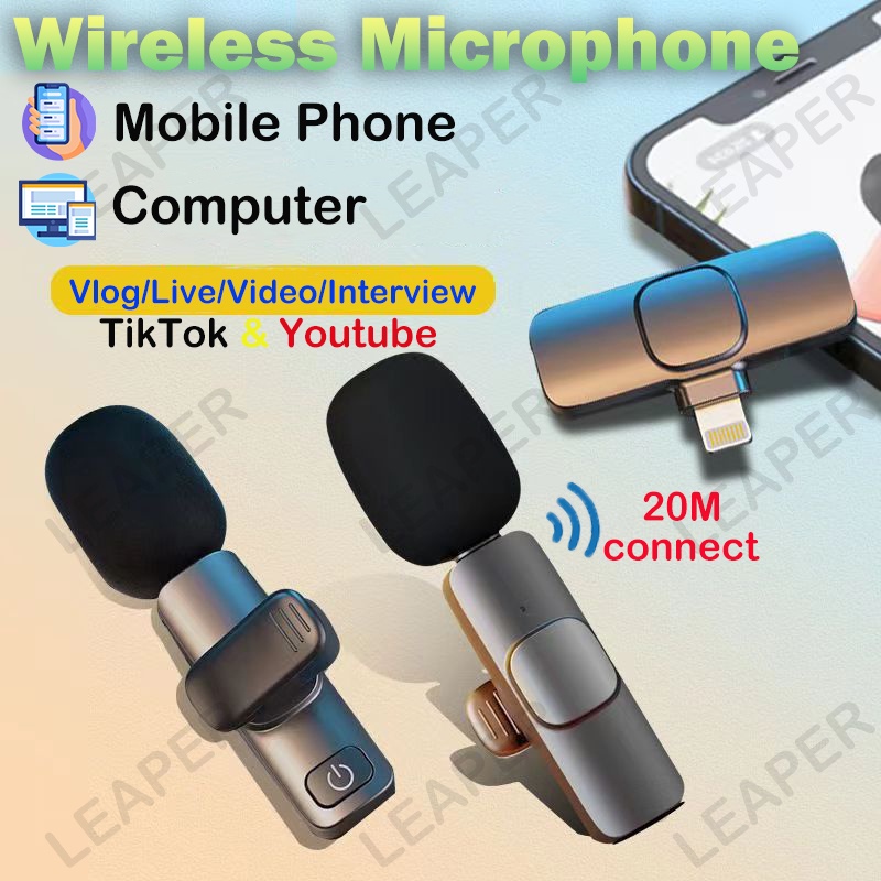 Wireless Lavalier Microphone Lapel Bluetooth Microphones TikTok
