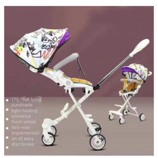 Baby stroller lightweight foldable high-view baby stroller four-wheel stroller rocking horse slide