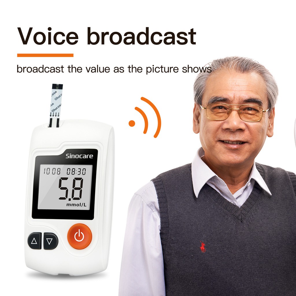 Sinocare GA-3 Glucometer Monitor Diabetic Glucose Meter Blood Sugar Test Kit With Strips And Lancets