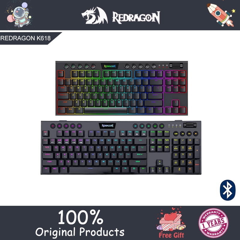 Redragon K618/K621 RGB mechanical keyboard, Bluetooth 5.0 compatible ...