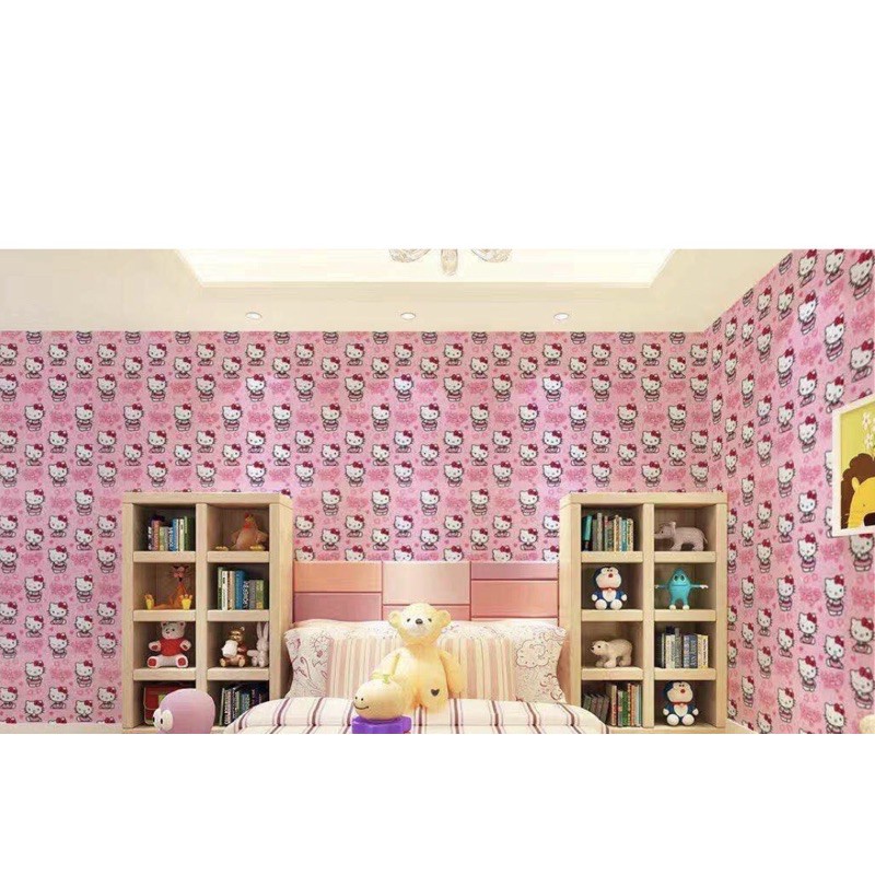 Aceking home decor self adhesive waterproof pvc matte texture hello kitty design pink backround J20