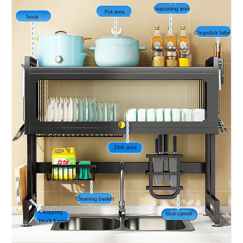 Dish Rack OverTheSink Dish Drainer With Cover Plate Drying