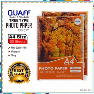 (20sheets/pack)QUAFF 180gsm Glossy Photo Paper A4 Size