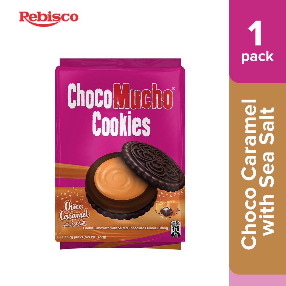 Choco Mucho Cookies Choco Caramel with Sea Salt 32.7g x 10pcs | Shopee ...