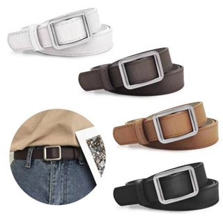 Womens Belt Adjustable With No Holes Square Buckle