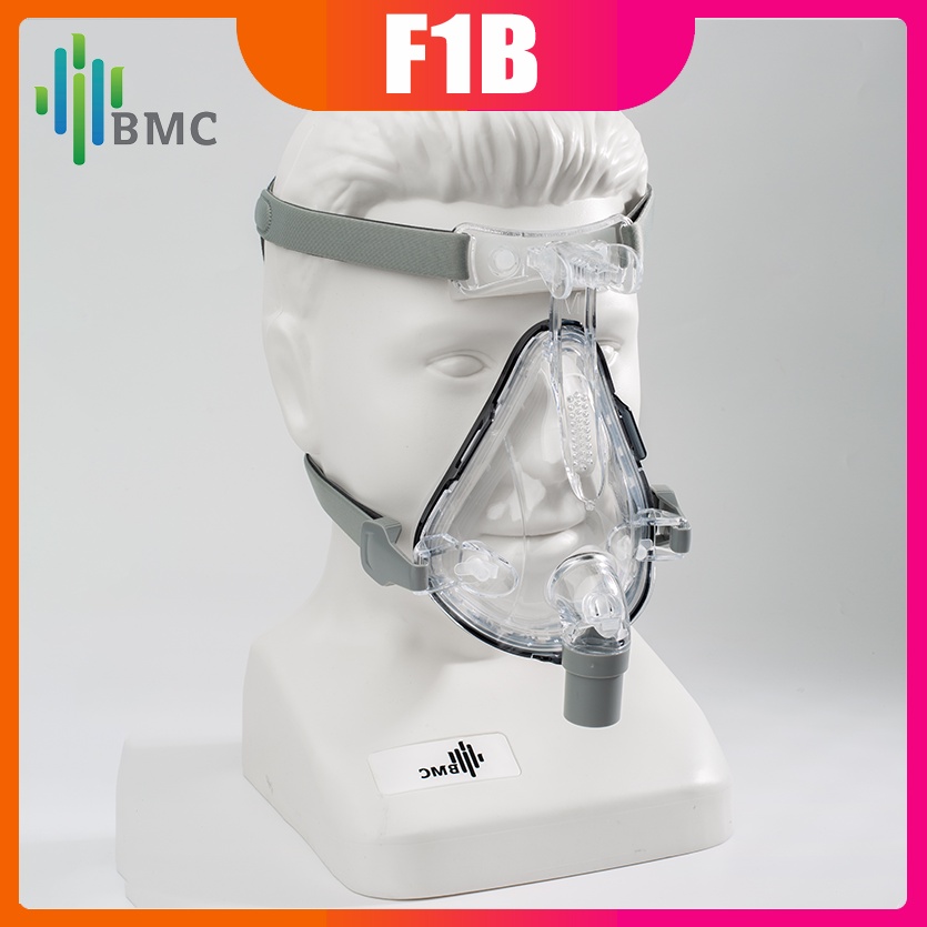 BMC F1A Full Face Mask With Headgear Silicon Gel Cushions For CPAP Auto CPAP Sleep Apnea OSAHS