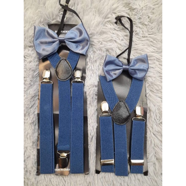 DUSTY BLUE Suspender with bowtie set Shopee Philippines