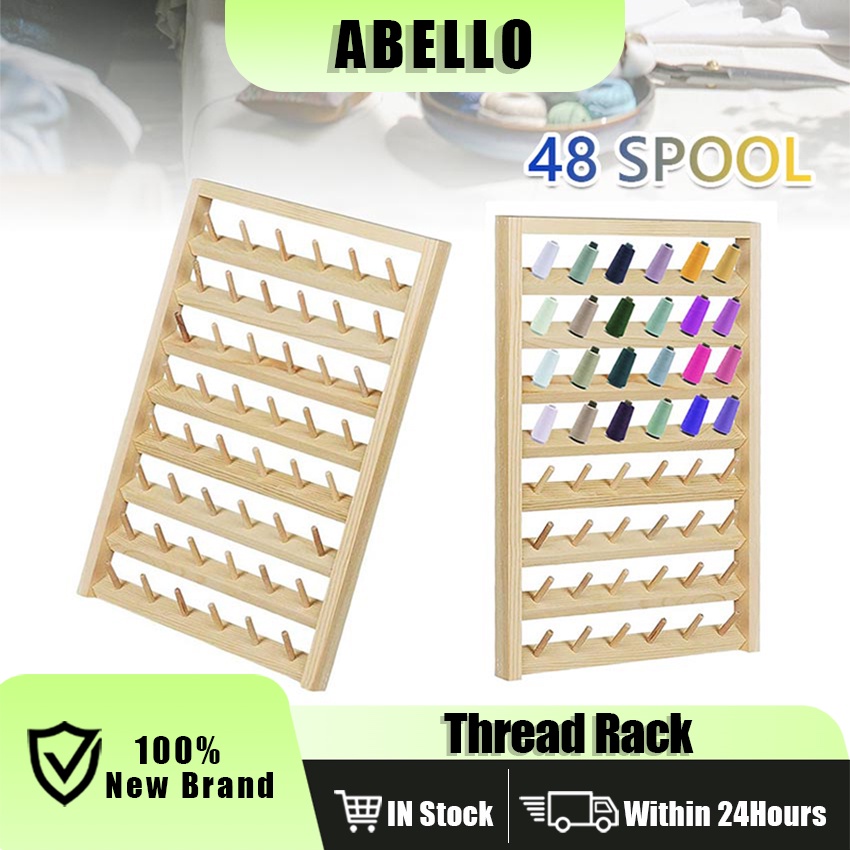 Wood Sewing Thread Display Rack 48 Spool Sewing Thread Rack Wall Mount Thread Holder Shopee