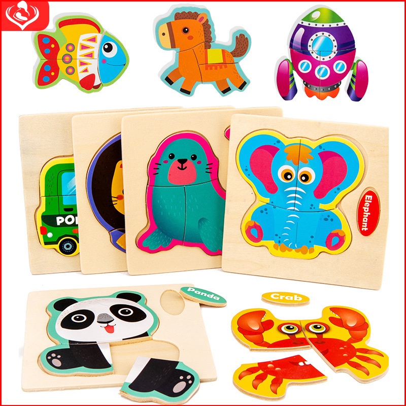 Early Educational Learning Toys 3D Embossed Wooden Puzzles toy Toddlers