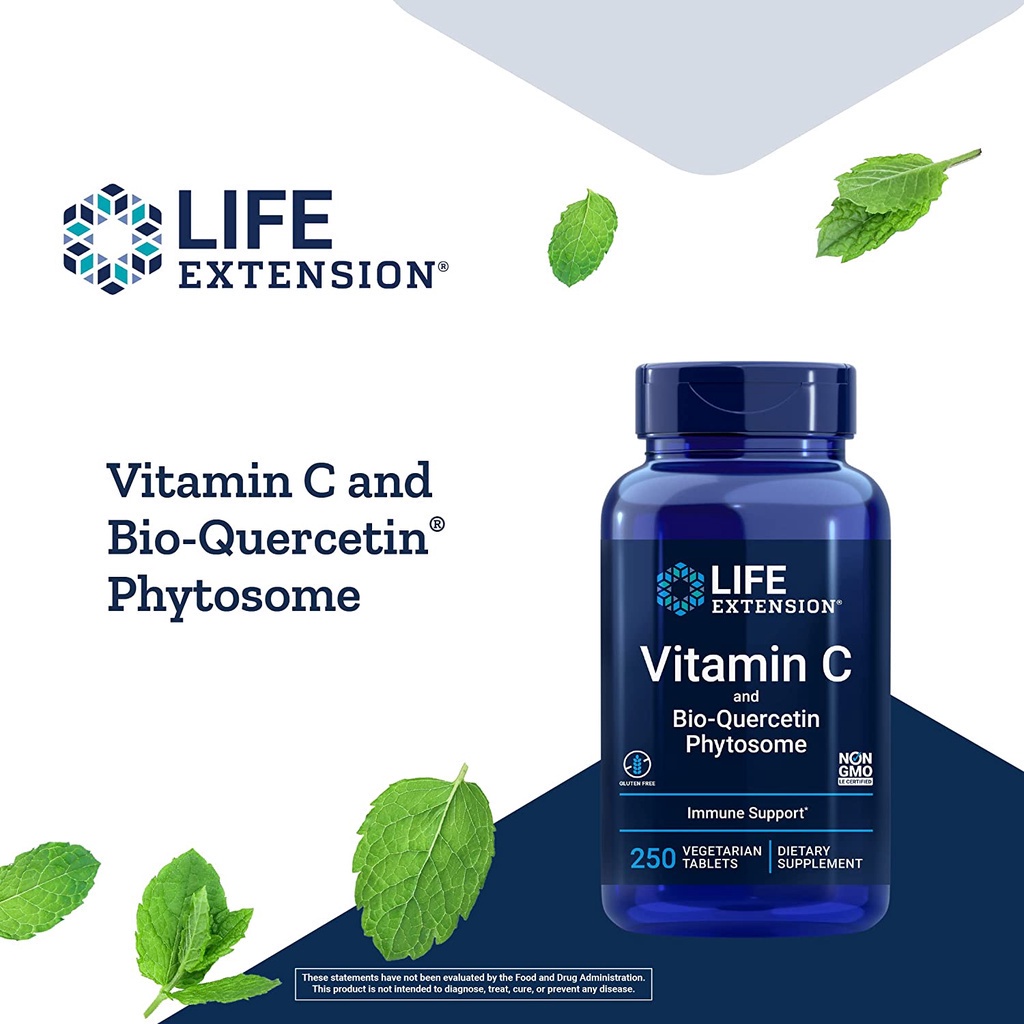Natural Solutions | Life Extension Vitamin C and Bio-Quercetin Phytosome, 250 Vegetarian Tablets.