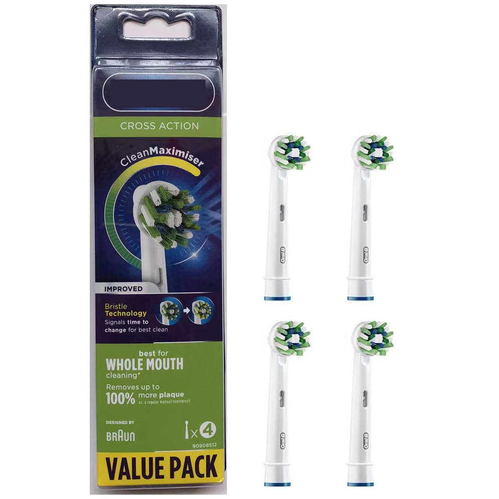 Oral B Cross Action White 4 Pieces Electric Toothbrush Heads