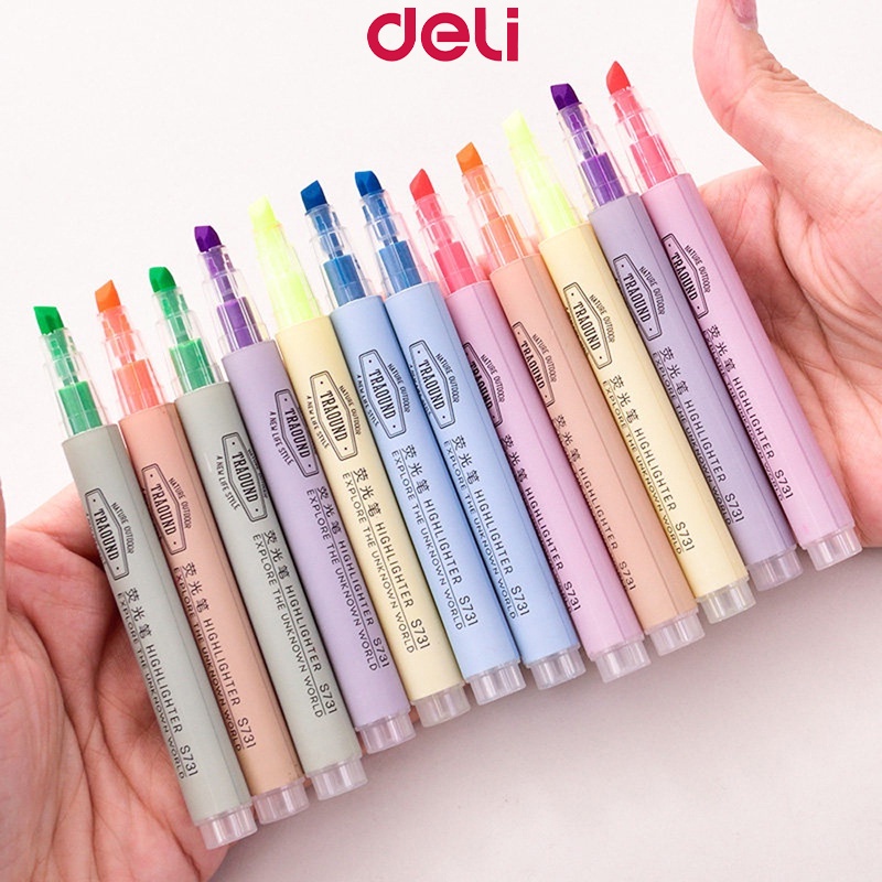 Deli Fluorescent Highlighter Pen 6 Colors Marker Pen Set Student 