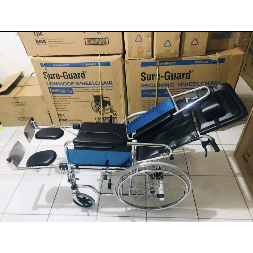 RECLINING COMMODE WHEELCHAIR RIOS Heavy Duty for Adult / Senior