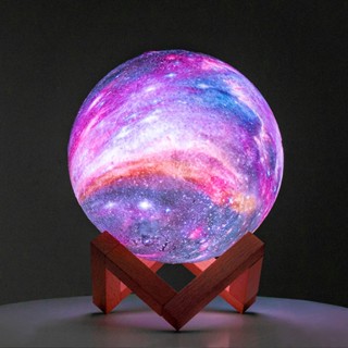 ✲☀Lighting Moon Lamp Lava Lamp Night Light Galaxy Lamp16 LED Colors with Wooden Stand & Remote/Touch