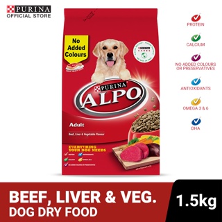 （hot）ALPO Beef, Liver & Vegetable Adult Dry Dog Food 1.5Kg